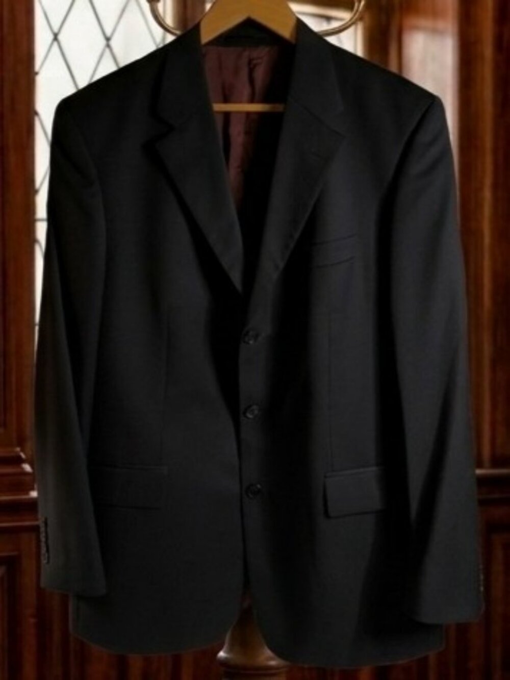 SARAR Black Size US 42R Wool Blend Blazer Jacket Tailored Luxury Sportscoat
